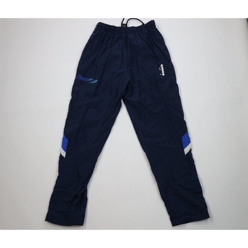 Vtg 90s Diadora Mens Medium Spell Out Lined Tearaway Soccer Windbreaker Pants